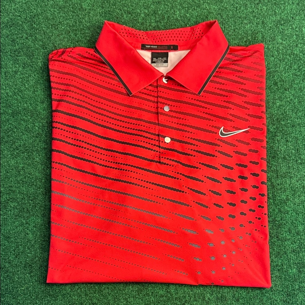 Tiger Woods Collection by Nike Dri-Fit Polo (Red with Black Accents/ Size XXL)